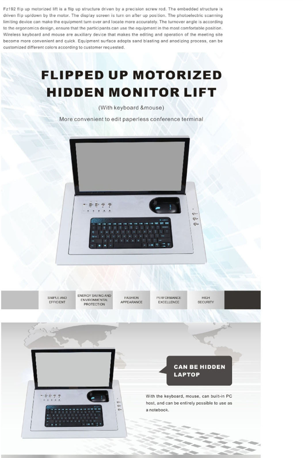 Flip up Motorised Lift Detail